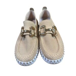 Ilse Jacobsen Hornbak Tulip Buckle Perforated Slip On Shoe Tan Size 37 US 6.5-7